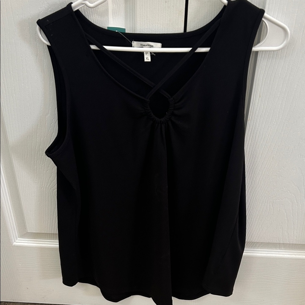 Maurices Black Tank Top with Keyhole Accent
